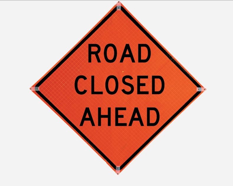TrafFix Devices Road Closed Ahead Reflective Sign, 48x48