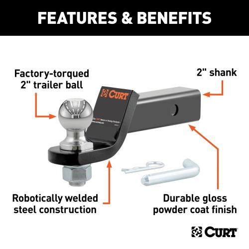 CURT Loaded Ball Mount, 2" Shank, 2" Ball