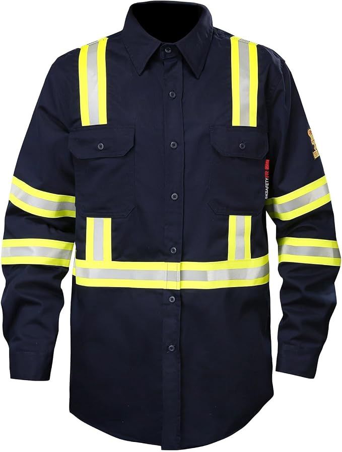 SKSAFETY Flame Resistant Shirt, Hi-Vis