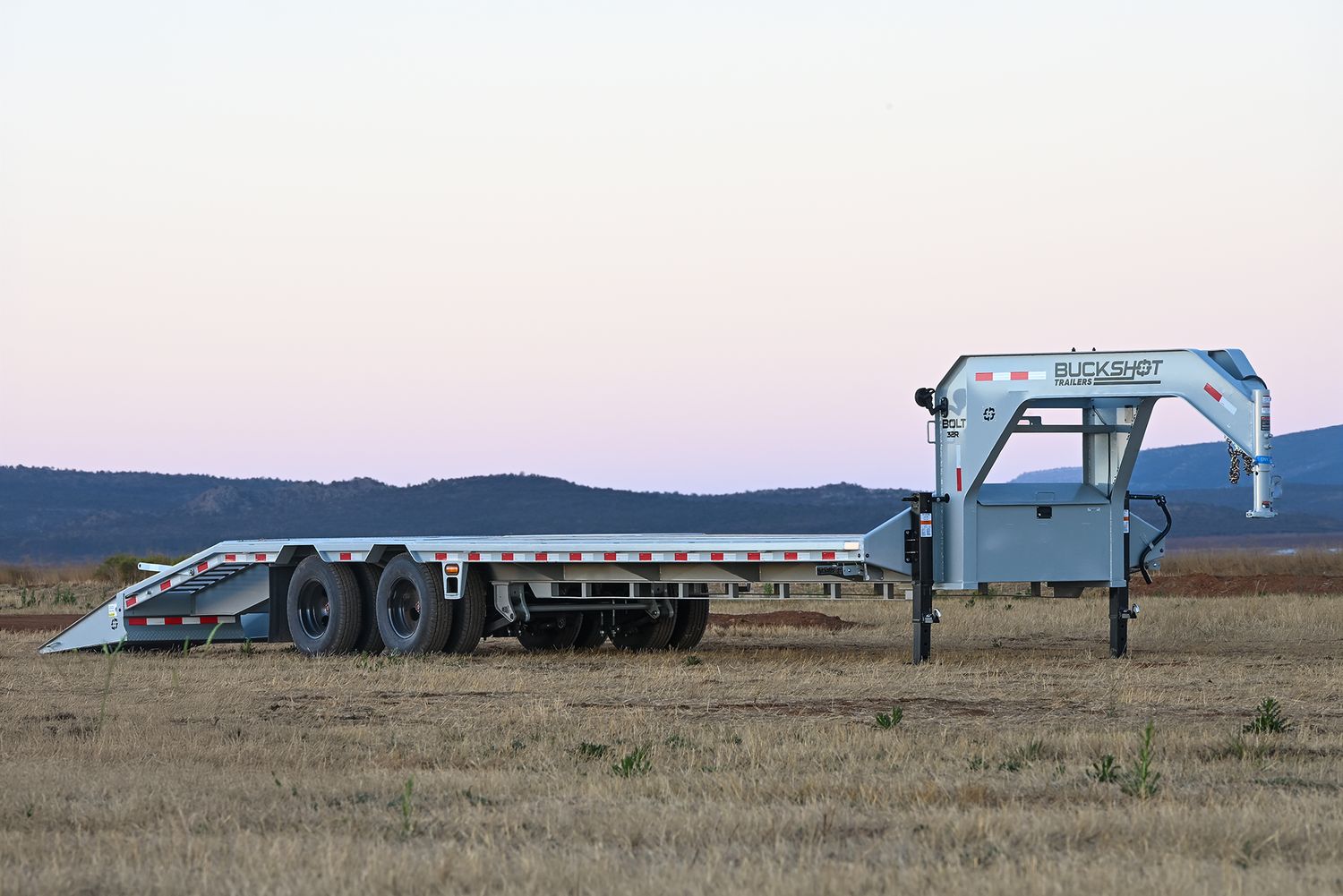 Buckshot 30'x102" Gooseneck Deckover Trailer, BOLT 30R, 12K Axles, Gunmetal Gray