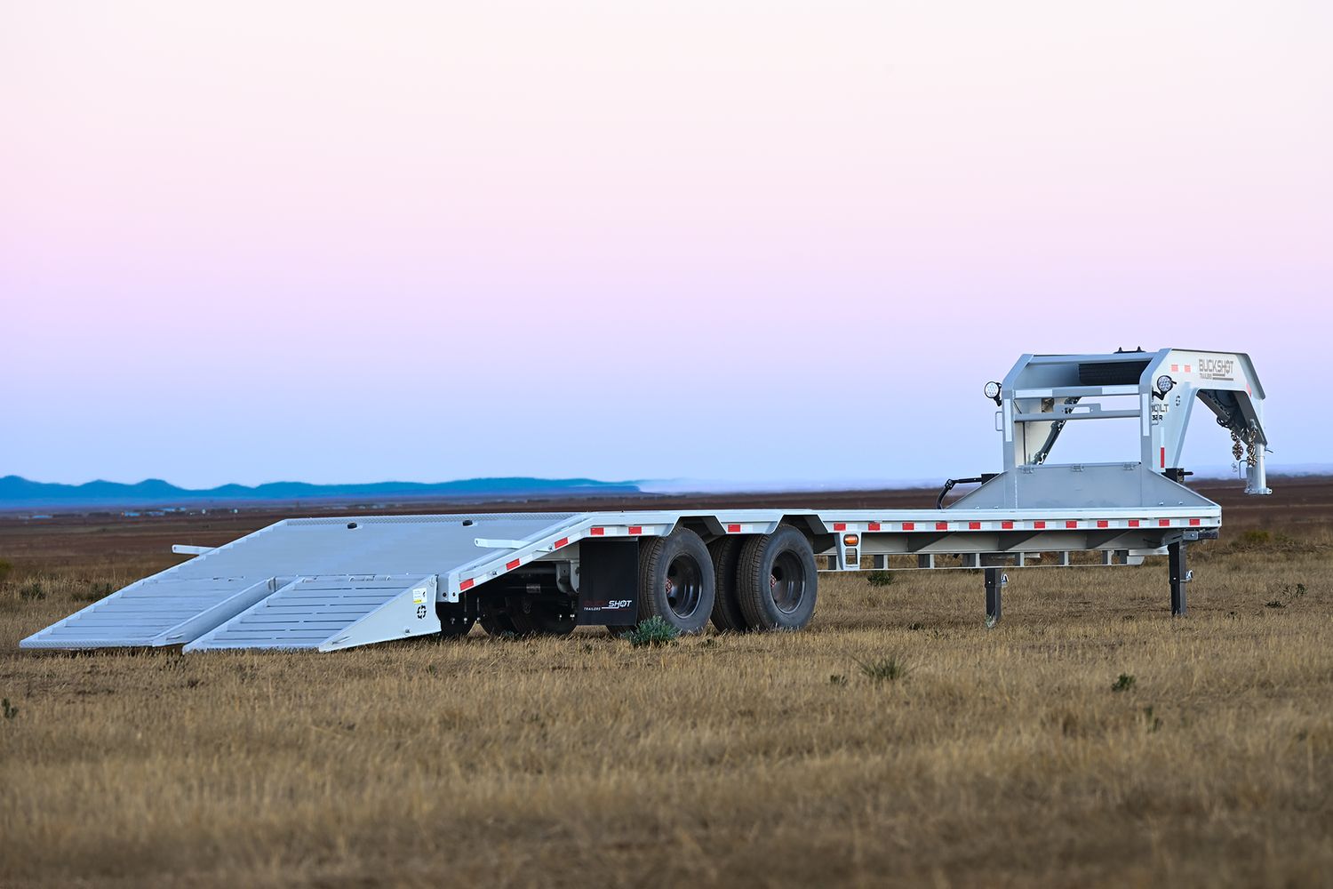 Buckshot 30'x102" Gooseneck Deckover Trailer, BOLT 30R, 12K Axles, Gunmetal Gray