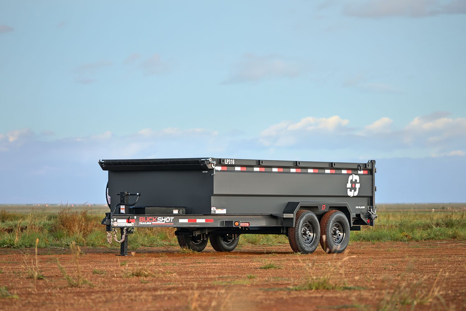 Buckshot 14'x83" Bumper Pull Dump Trailer LP314, 7K Axles, 36" walls/gate, Gunmetal Gray