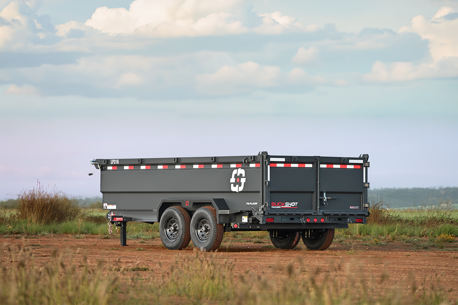 Buckshot 14'x83" Bumper Pull Dump Trailer LP314, 7K Axles, 36" walls/gate, Gunmetal Gray
