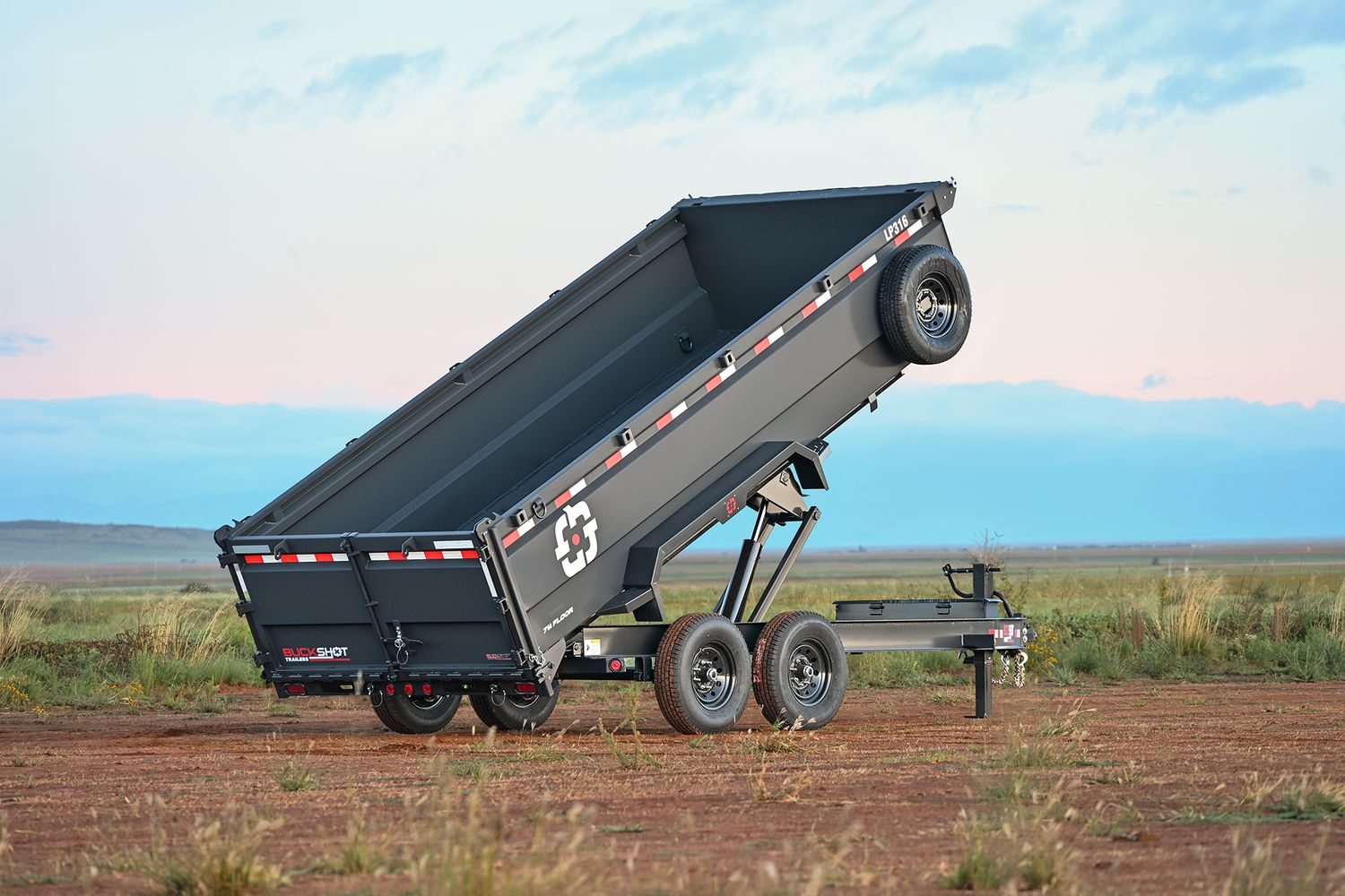 Buckshot 14'x83" Bumper Pull Dump Trailer LP314, 7K Axles, 36" walls/gate, Gunmetal Gray