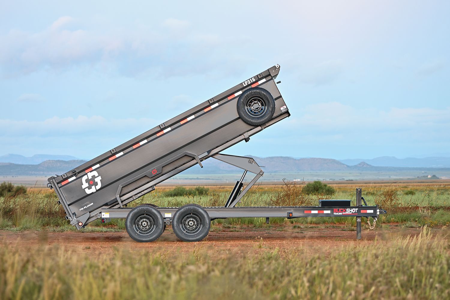 Buckshot 14'x83" Bumper Pull Dump Trailer LP314, 7K Axles, 36" walls/gate, Gunmetal Gray