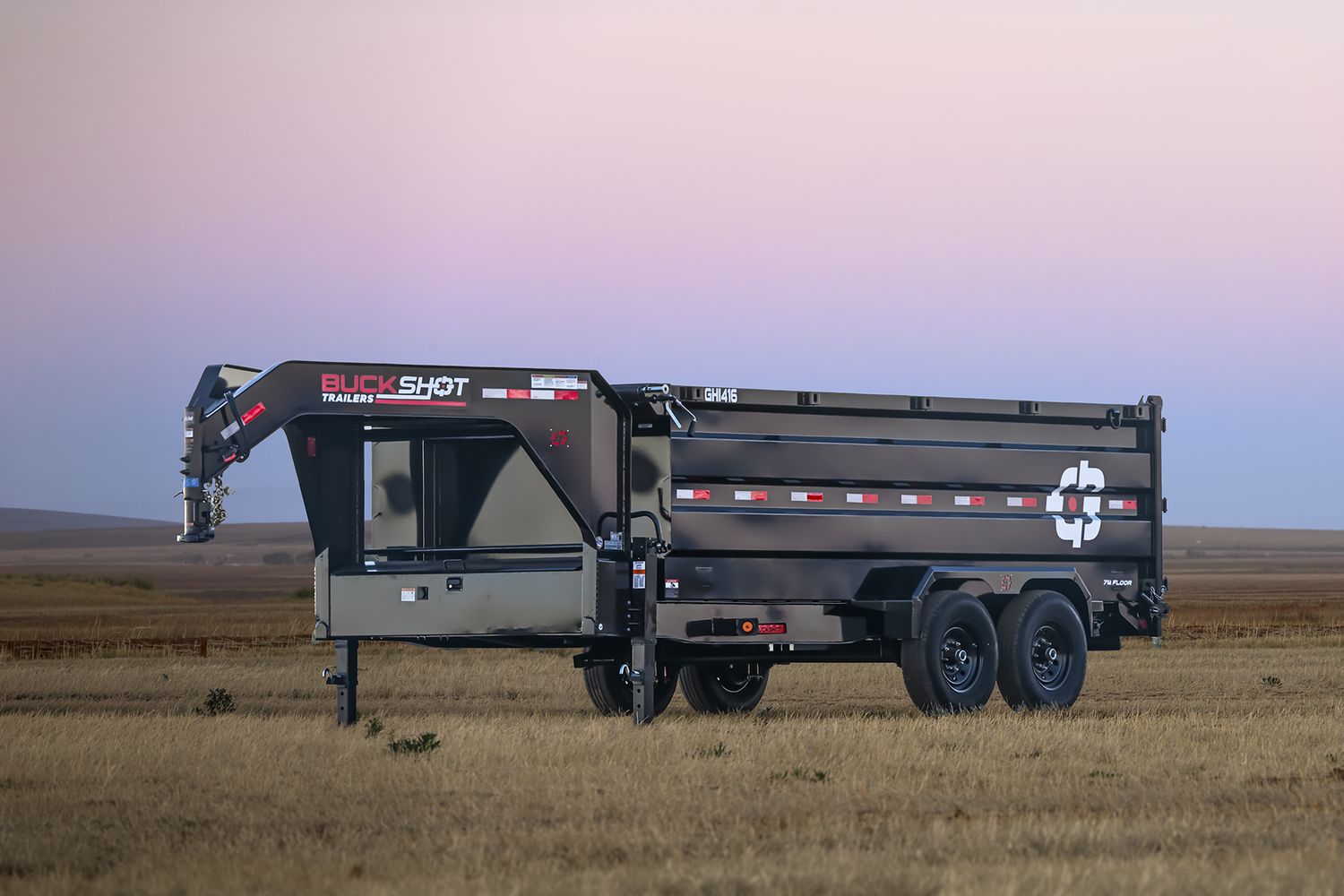 Buckshot 16'x83" Gooseneck Dump Trailer GHI316, 7K Axles,36" walls/gate, Gunmetal Gray