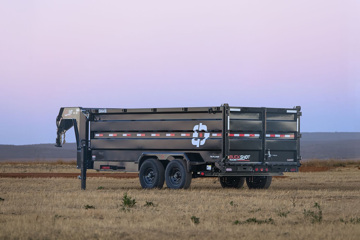 Buckshot 16'x83" Gooseneck Dump Trailer GHI316, 7K Axles,36" walls/gate, Gunmetal Gray