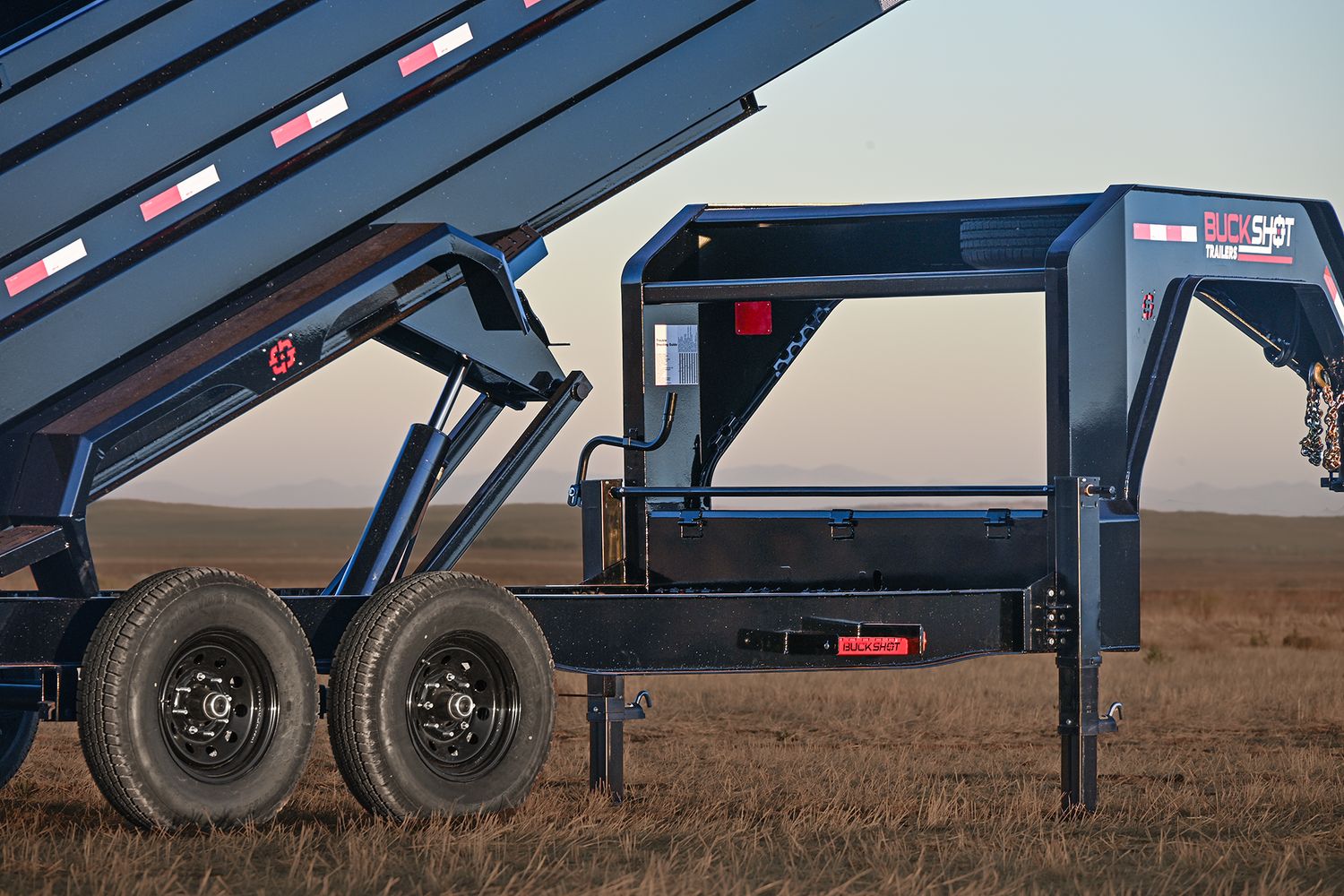Buckshot 16'x83" Gooseneck Dump Trailer GHI316, 7K Axles,36" walls/gate, Gunmetal Gray
