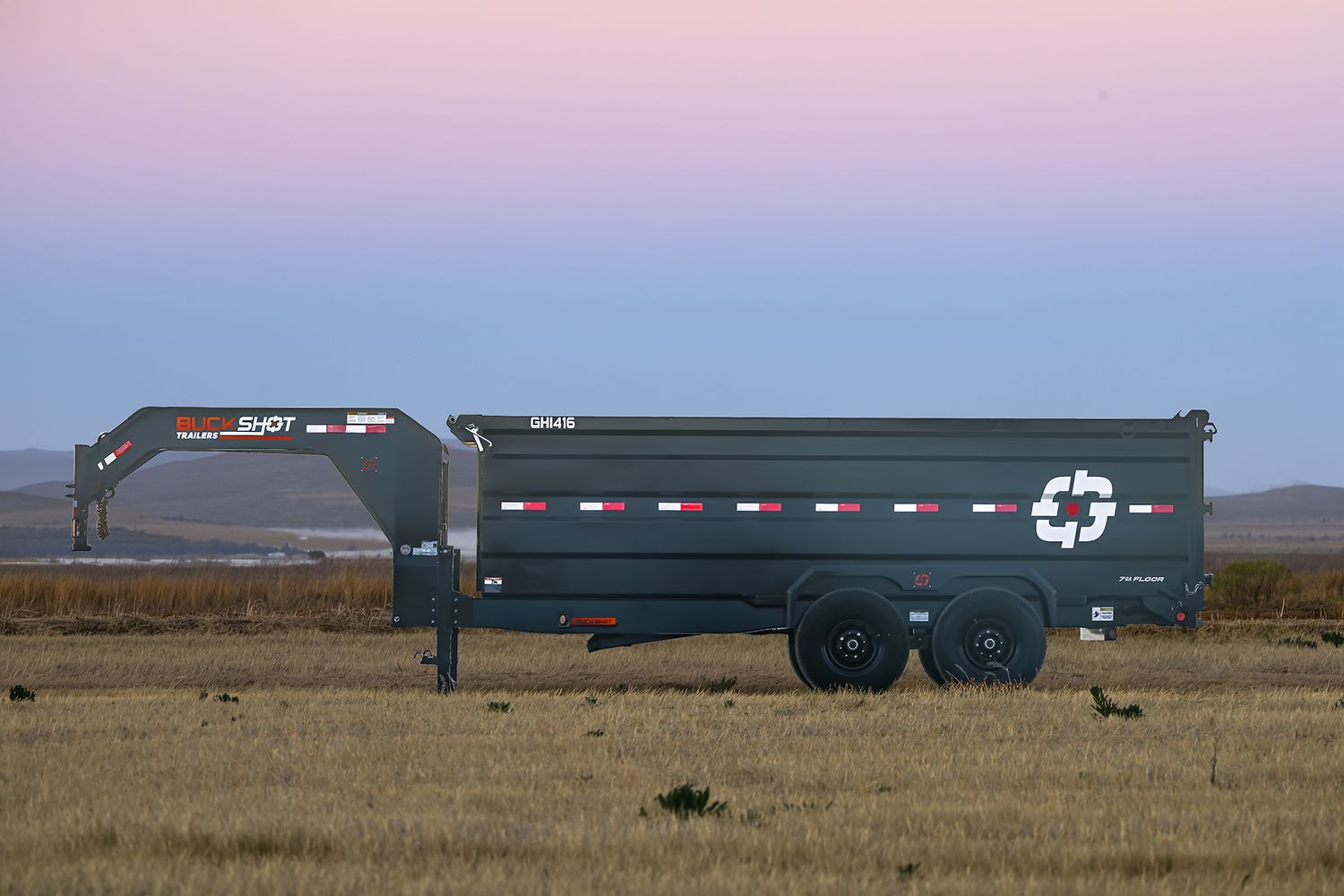 Buckshot 16'x83" Gooseneck Dump Trailer GHI316, 7K Axles,36" walls/gate, Gunmetal Gray