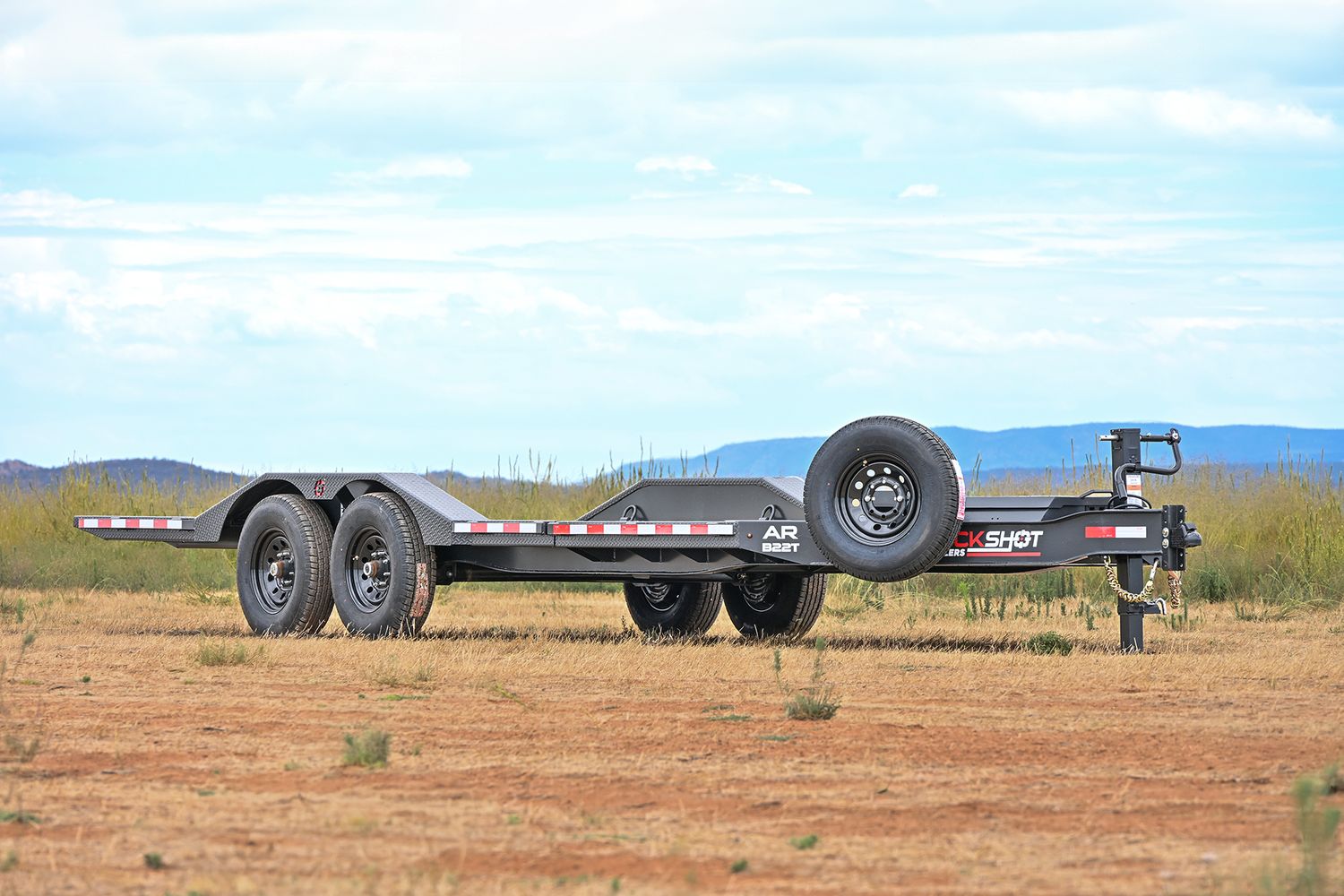 Buckshot 22'x102" Bumper Pull Tilt Trailer AR B22T, 8K Axles, Toolbox w/ Winch Plate, Gunmetal Gray