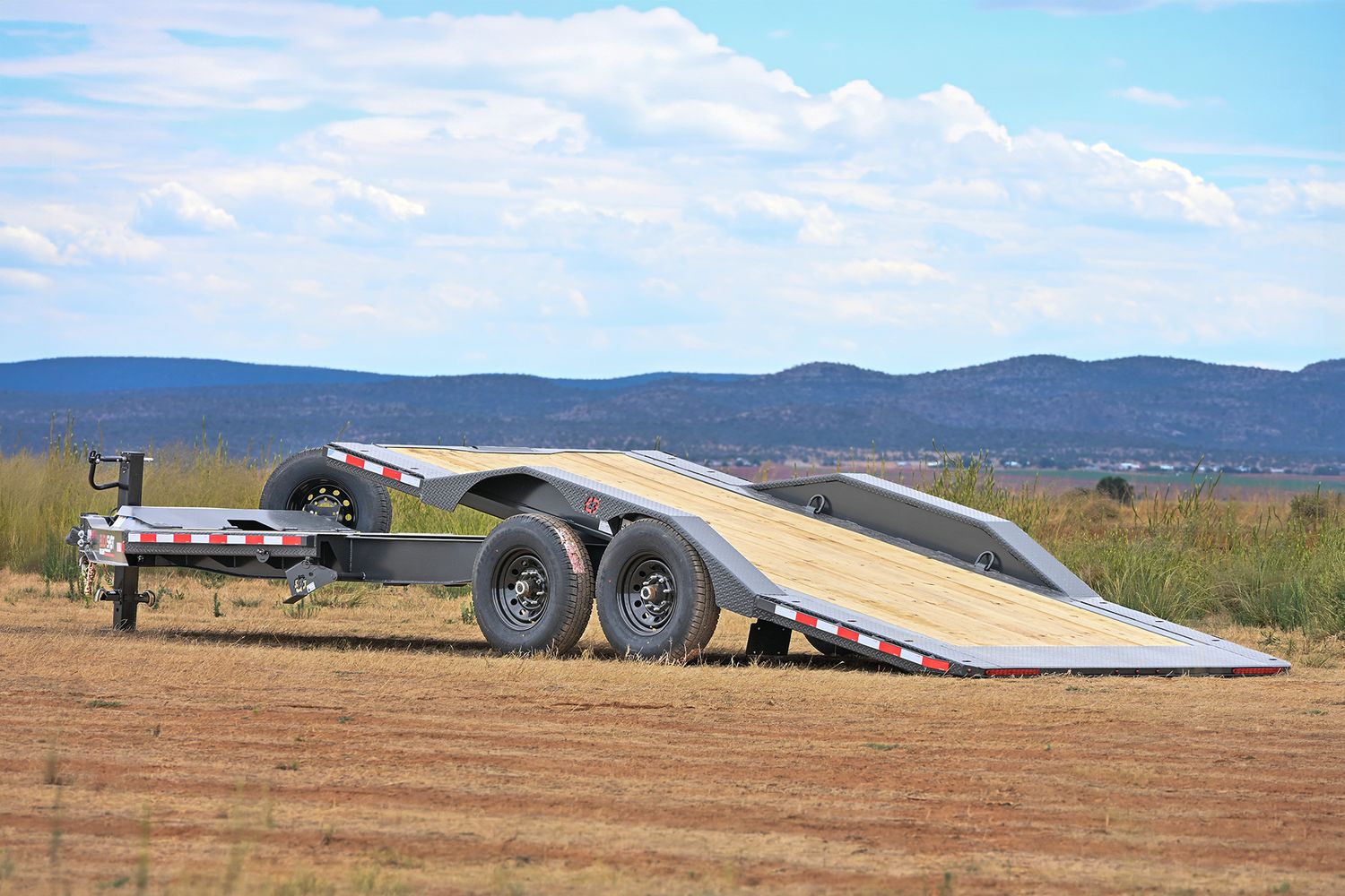 Buckshot 22'x102" Bumper Pull Tilt Trailer AR B22T, 8K Axles, Toolbox w/ Winch Plate, Gunmetal Gray
