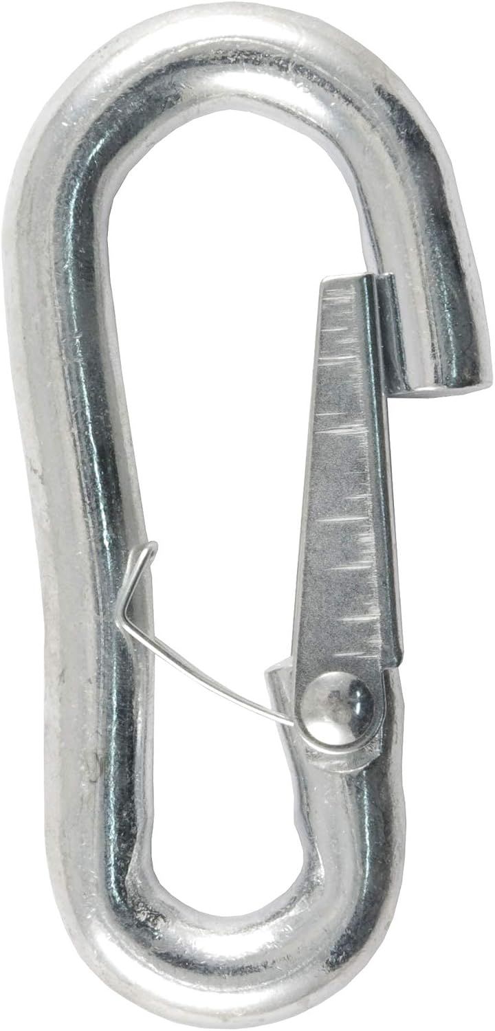 CURT 81277 7/16" Snap Hook with Safety Latch, 5,000 lb GTW, Zinc-Plated
