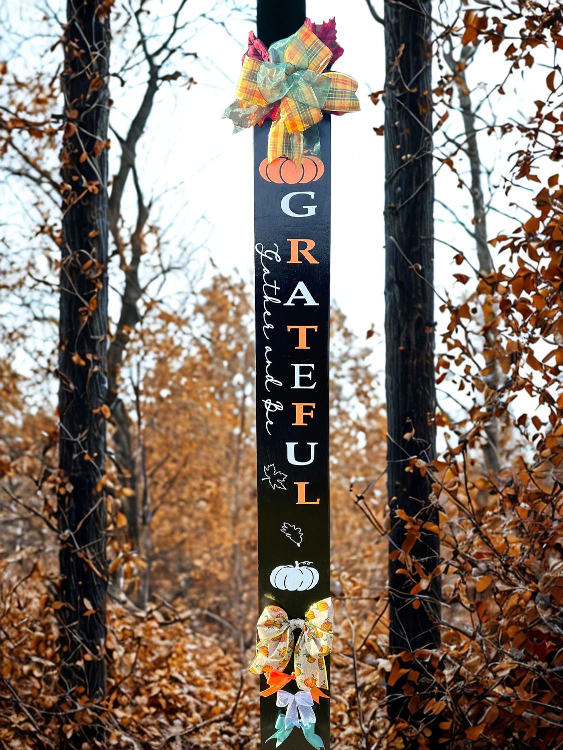 GATHER &amp; BE GRATEFUL VERTICAL PORCH SIGN