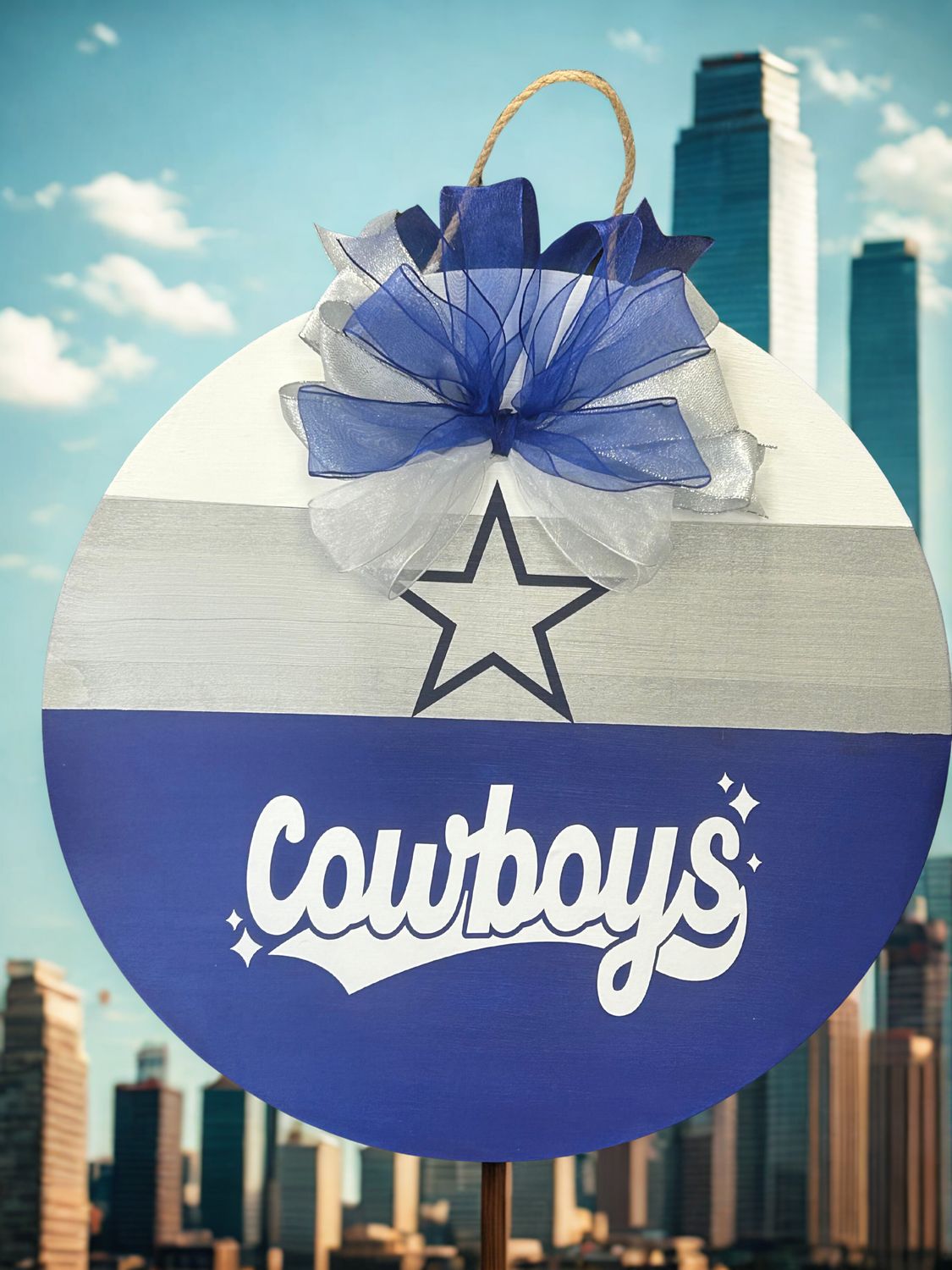 DALLAS COWBOYS 18X18 ROUND DOOR HANGER
