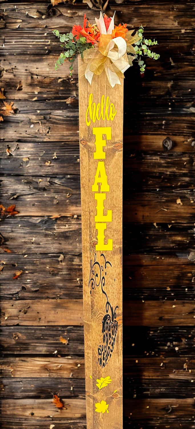 HELLO FALL VERTICAL PORCH SIGN