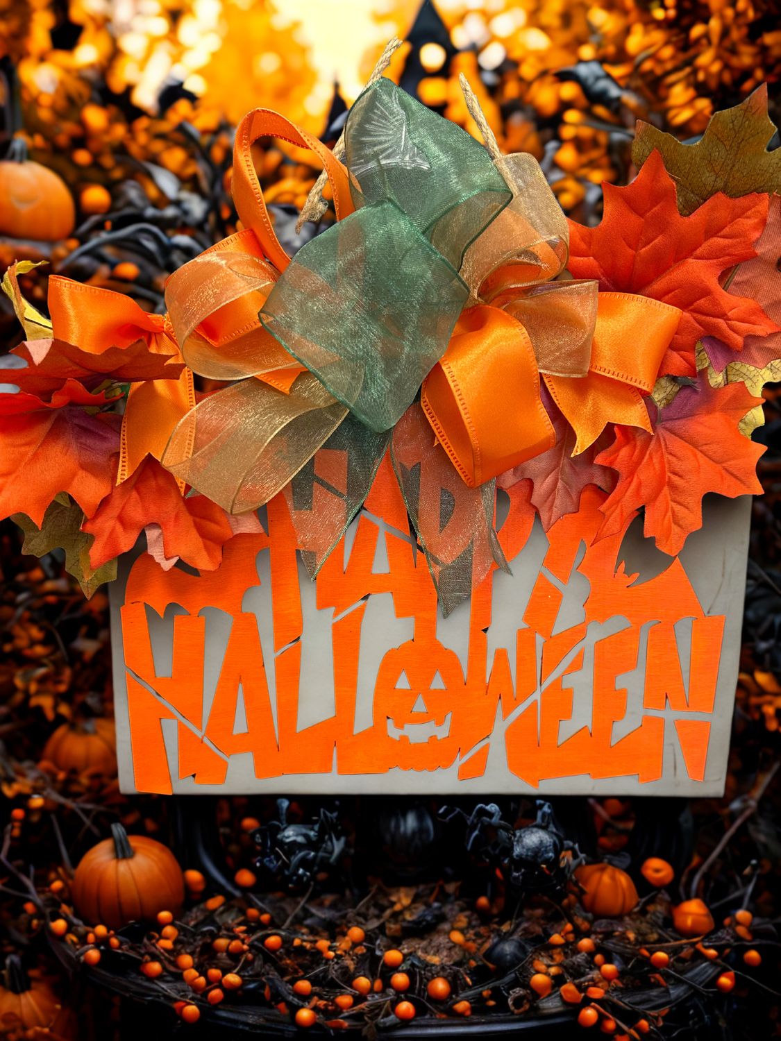 HAPPY HALLOWEEN 15X15 ROUND DOOR HANGER
