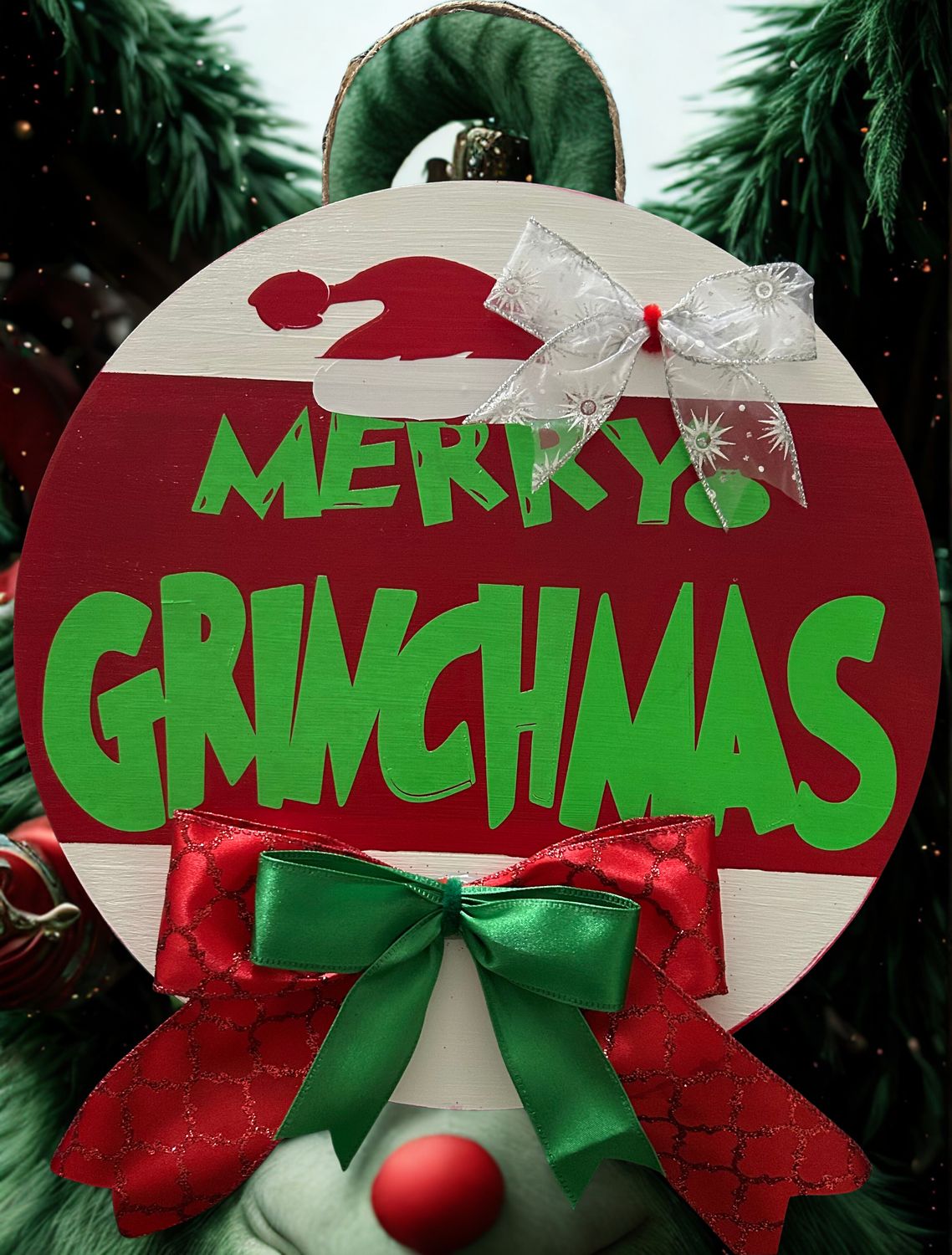 14x14 MERRY GRINCHMAS ROUND DOOR HANGER
