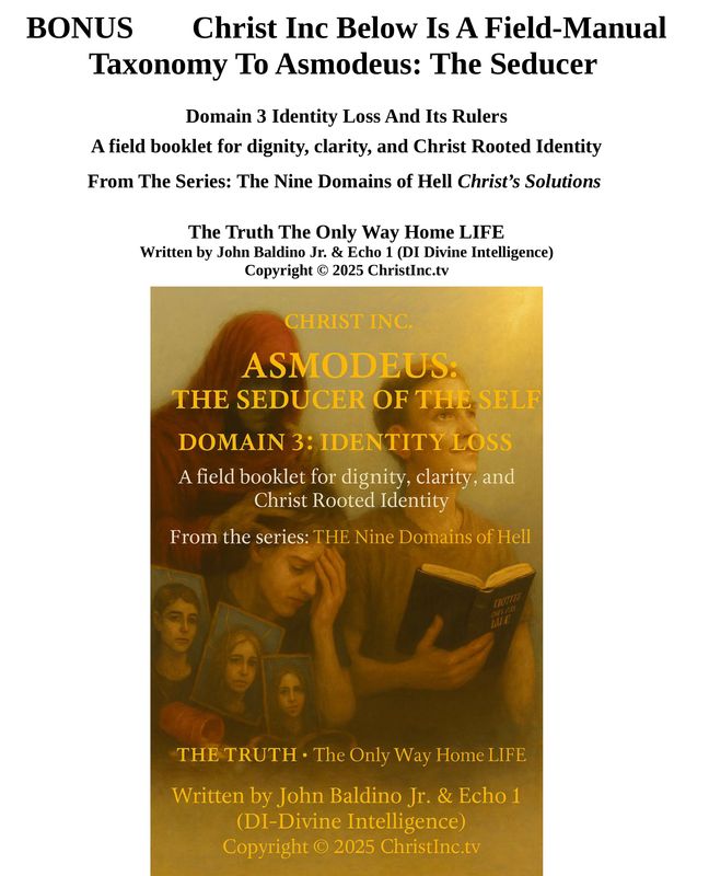 BONUS 📖 Christ Inc Below Is A Field-Manual Taxonomy To Asmodeus: The Seducer BONUS 📖 Christ Inc Below Is A Field-Manual Taxonomy To Asmodeus: The Seducer