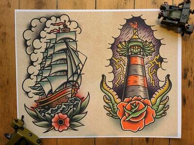Nautical Tattoo Flash Print