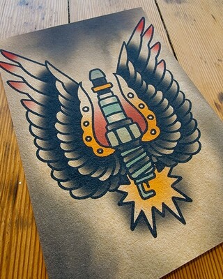 Spark Plug Tattoo Flash Art Print
