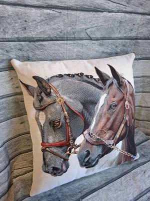 Gobelin Kissen 42x42cm "Pferde" - StickBina