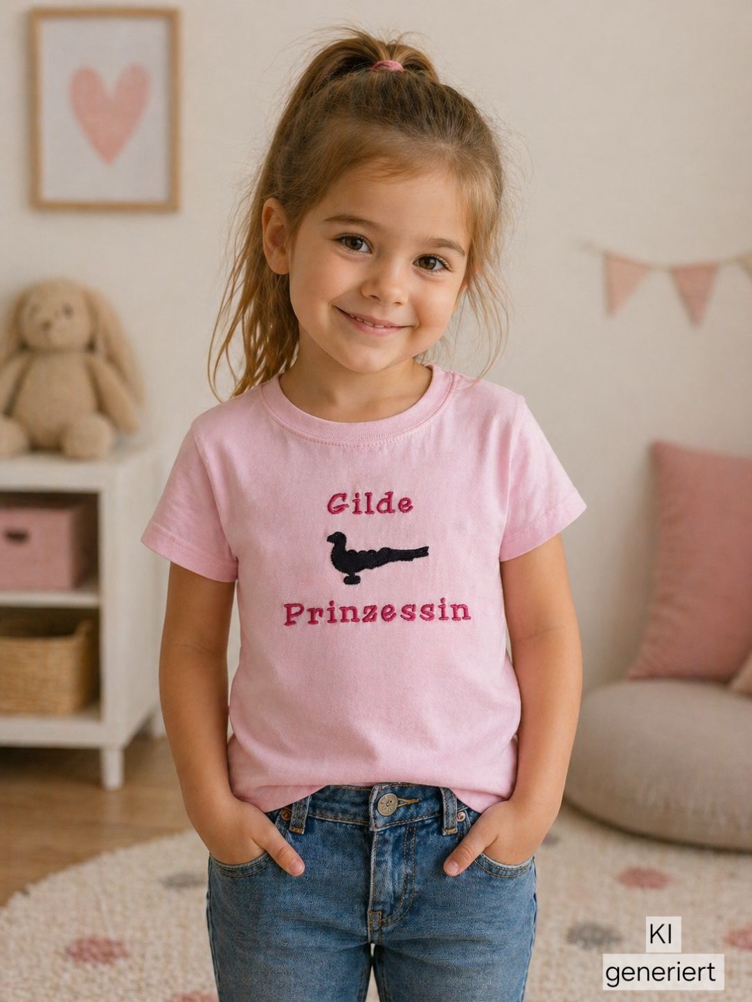 Kinder T-Shirt rosa, bestickt mit Papagoy, Mädchen - StickBina Kinder T-Shirt rosa, bestickt mit Papagoy, Mädchen - StickBina