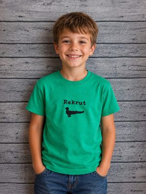 Kinder Gilde T-Shirt grün, bestickt mit Papagoy & "Rekrut", Junge- StickBina