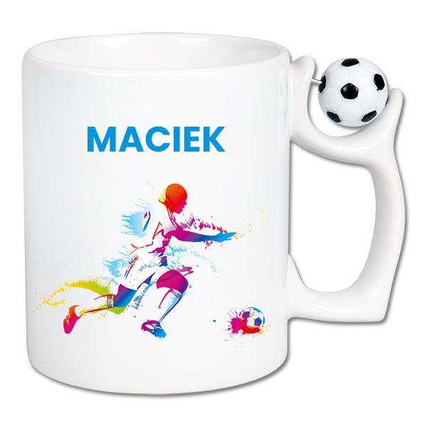 Kubek z ruchomą piłką - wzór 1 - DOWOLNE IMIĘ