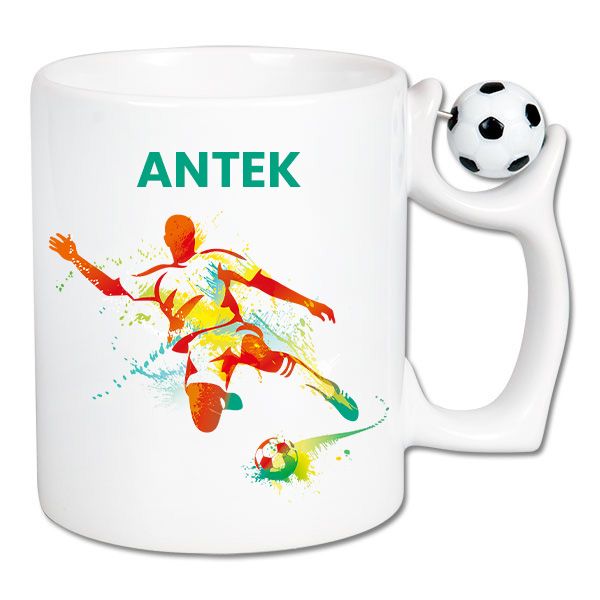 Kubek z ruchomą piłką - wzór 2 - DOWOLNE IMIĘ