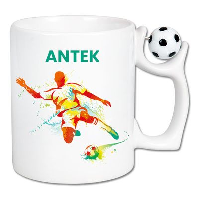 Kubek z ruchomą piłką - wzór 2 - DOWOLNE IMIĘ