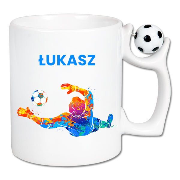Kubek z ruchomą piłką - wzór 4 - DOWOLNE IMIĘ