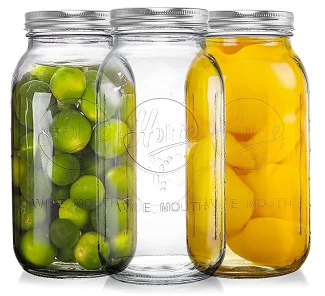 Tebery 3 Pack Wide Mouth Mason Jars 64 oz