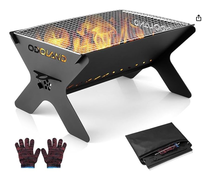 Odoland Portable Fire Pit for Outdoor Garden