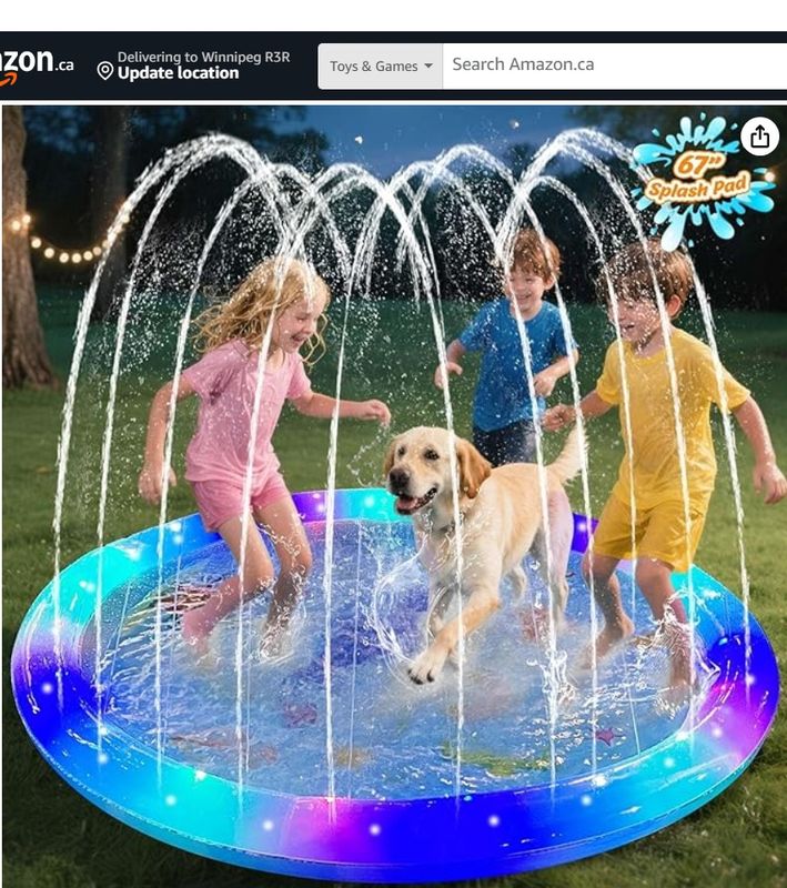 67 inch Extra Large Non-Slip Splash Pad Sprinkler for Kid and Dog,