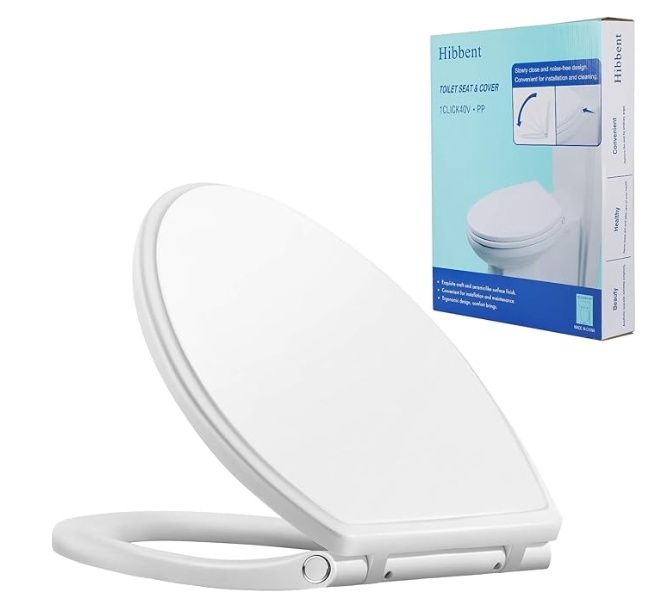 Hibbent Premium One Click Round Toilet Seat with Cover(Oval)