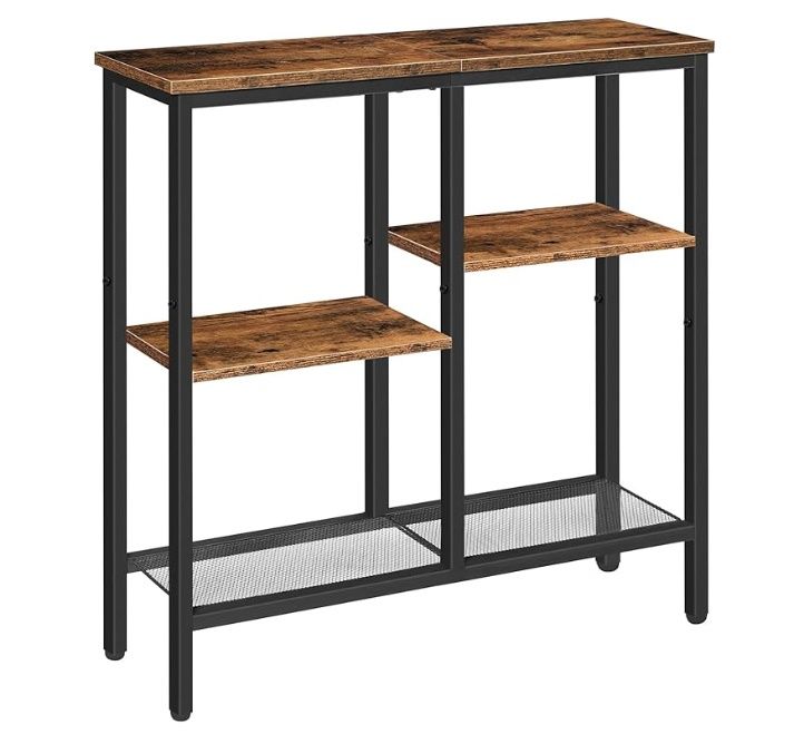 HOOBRO Console Table, Narrow Side Table, Sofa Table, 4-Tier