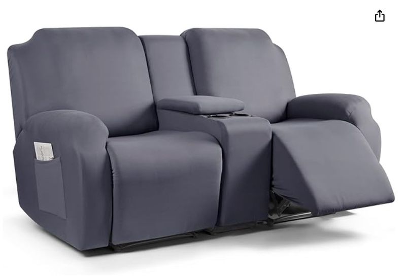 TAOCOCO Loveseat Recliner Cover with Middle Console, 4 Piece Polyester