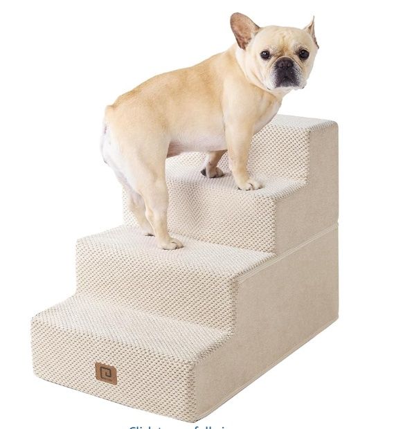 EHEYCIGA Dog Stairs for Small Dogs 18&quot; H, 4-Step