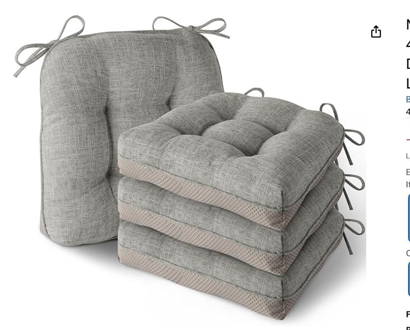 MineCozy Indoor Kitchen Chair Cushions Set of 4 Non Slip Tufted Chair Pads