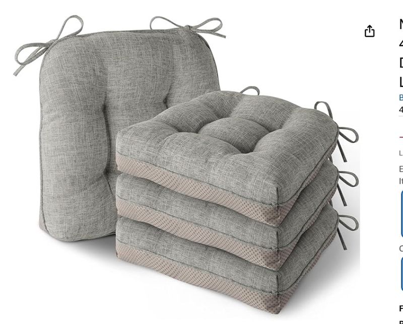 MineCozy Indoor Kitchen Chair Cushions Set of 4 Non Slip Tufted Chair Pads