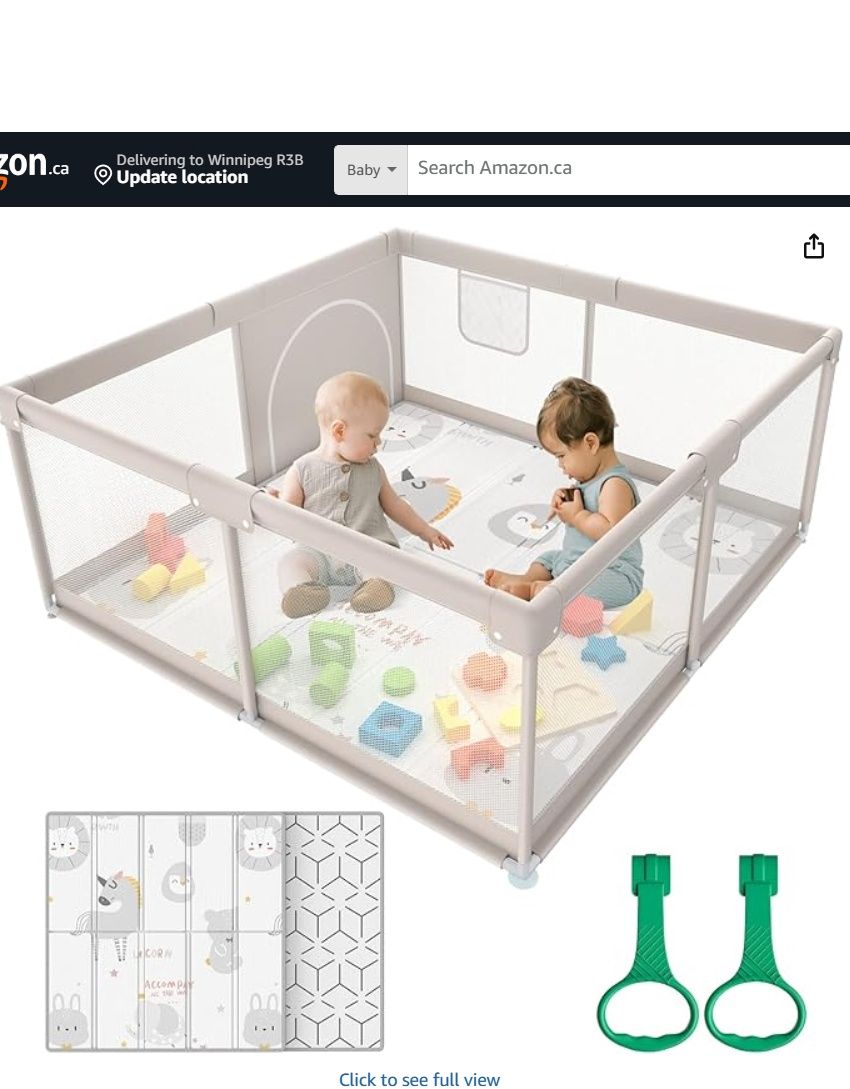 Baby Playpen with Mat, 47x47inch Playpen, Playpen for Babies and Toddlers