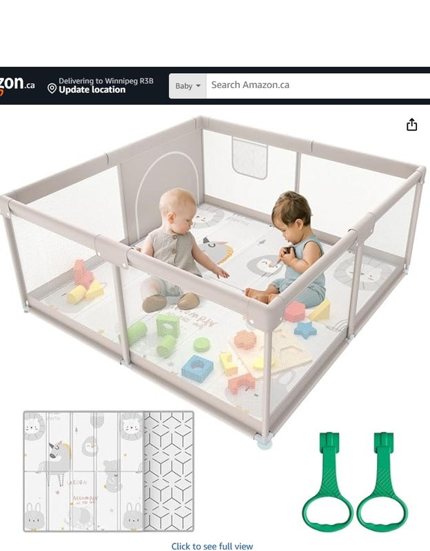 Baby Playpen with Mat, 47x47inch Playpen, Playpen for Babies and Toddlers