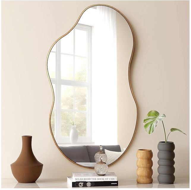 SHYFOY Irregular Mirrors for Wall Decor, 24 x 36 Asymmetrical Wall Mirror Decorative