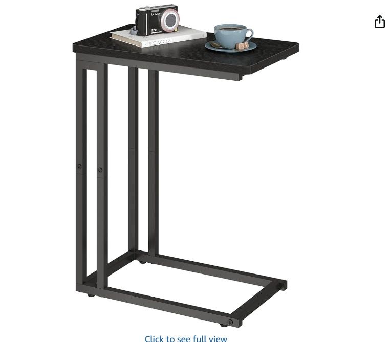 Yusong C Shaped End Table, Couch Side Table That Slide Under Sofa Bed