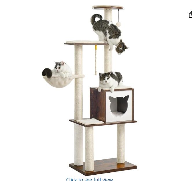 Made4Pets Wood Modern Cat Tree for Large Grey