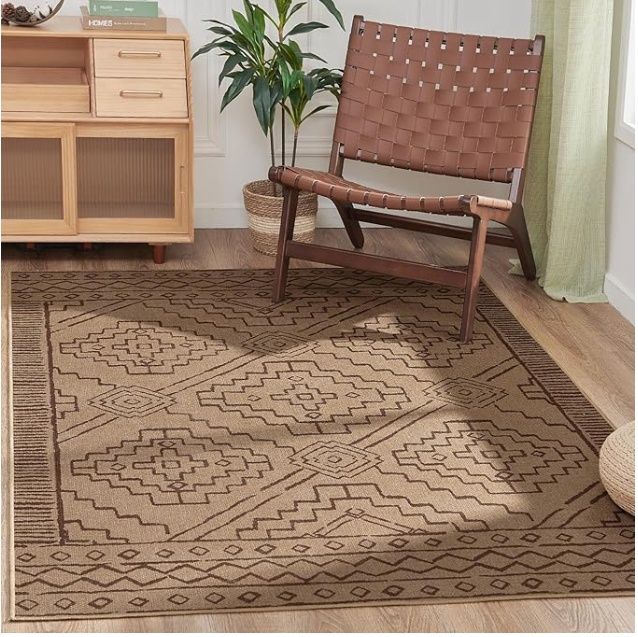 JINCHAN Area Rug 4x6 Washable Recycled Boho Chic Jute Indoor Outdoor