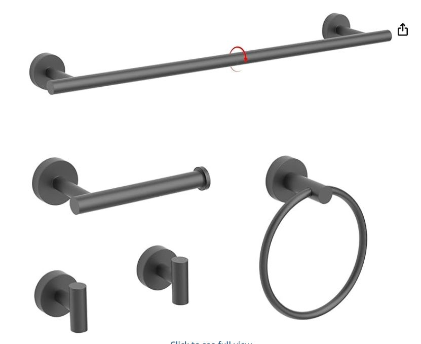 sunzone Bathroom Hardware Set, 5-Piece Matte Black