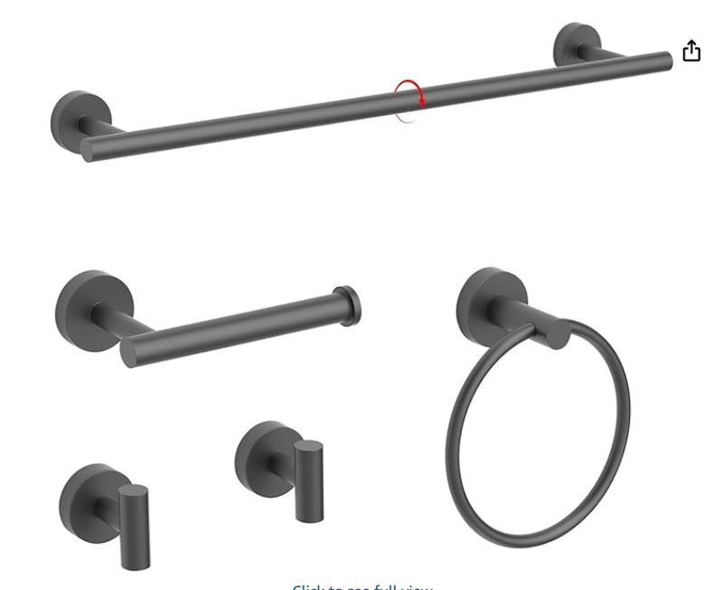 sunzone Bathroom Hardware Set, 5-Piece Matte Black