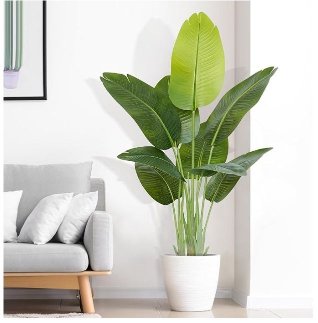 Keeplush Lifelike Bird of Paradise Artificial Plant 4ft Faux Banana Leaf Tree
