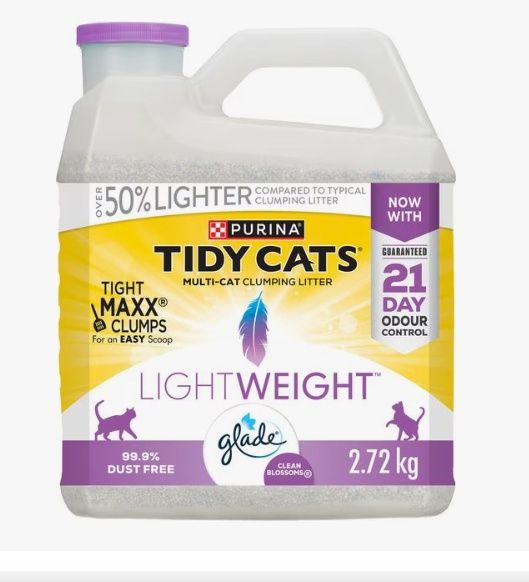 Tidy Cats Free &amp; Clean Cat Litter, LightWeight Unscented Multi-Cat - 2.72 kg